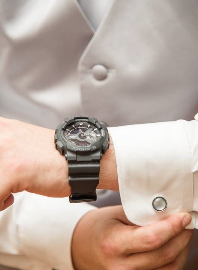 شوك ساعة كاسيو جي شوك للرجال، تناظرية/رقمية، توقيت عالمي، مينا سوداء، GA-110-1B - Image 4